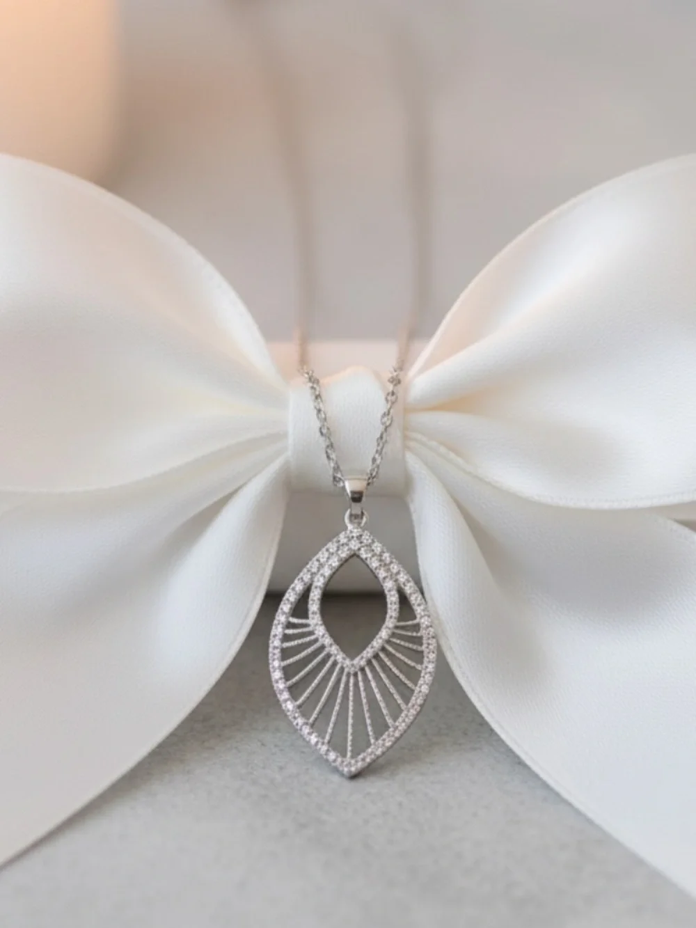 Womens Silver Tone Teardrop Pendant Necklace